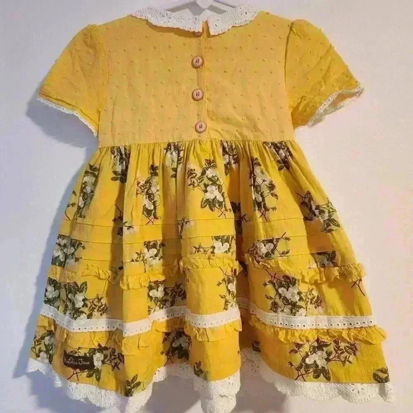 Matilda Jane Yellow Floral Eyelet Stay Golden Dress 2years GIRLS - Picture 4 of 5